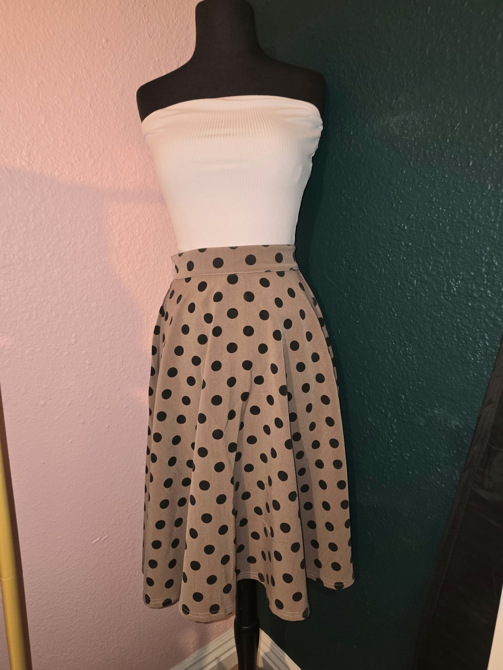 Steady Clothing Polka Dot A-Line Midi Skirt